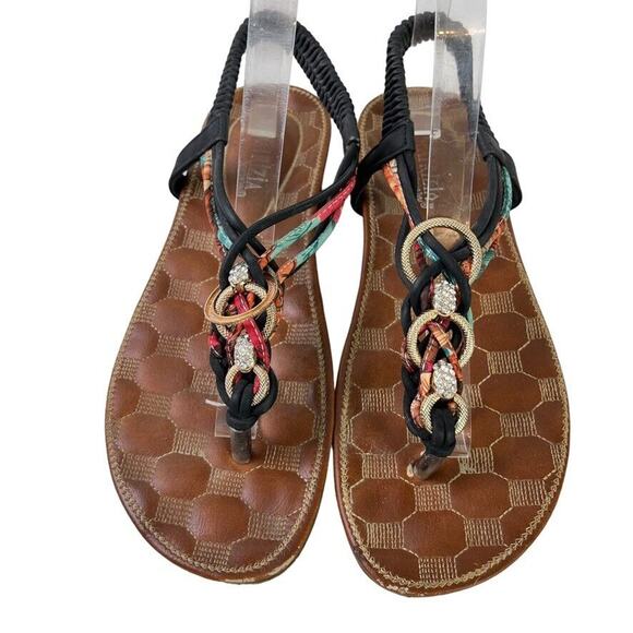 Patrizia Spring Step Gadelina Black Thong Slingback Sandals Flats Shoes 39 8.5 - Picture 6 of 16